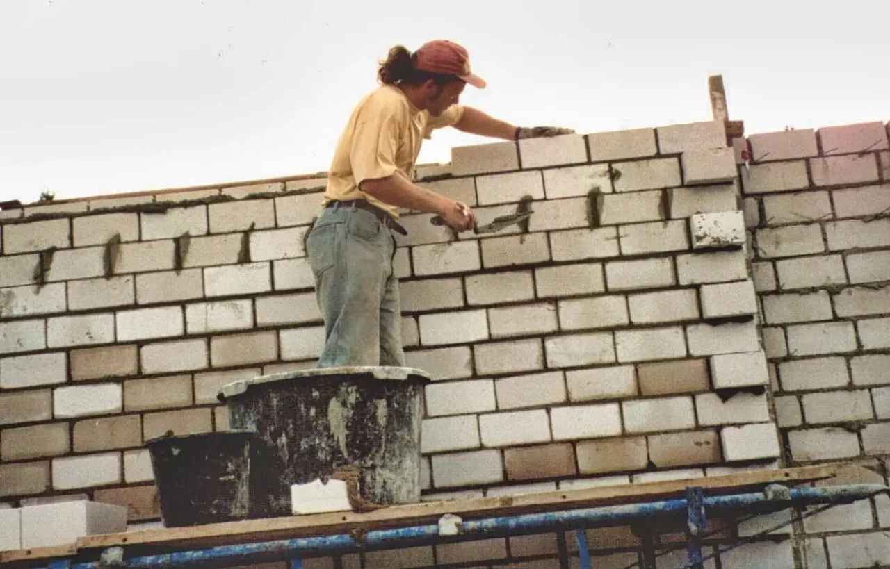 Blockwork walling on a building site
