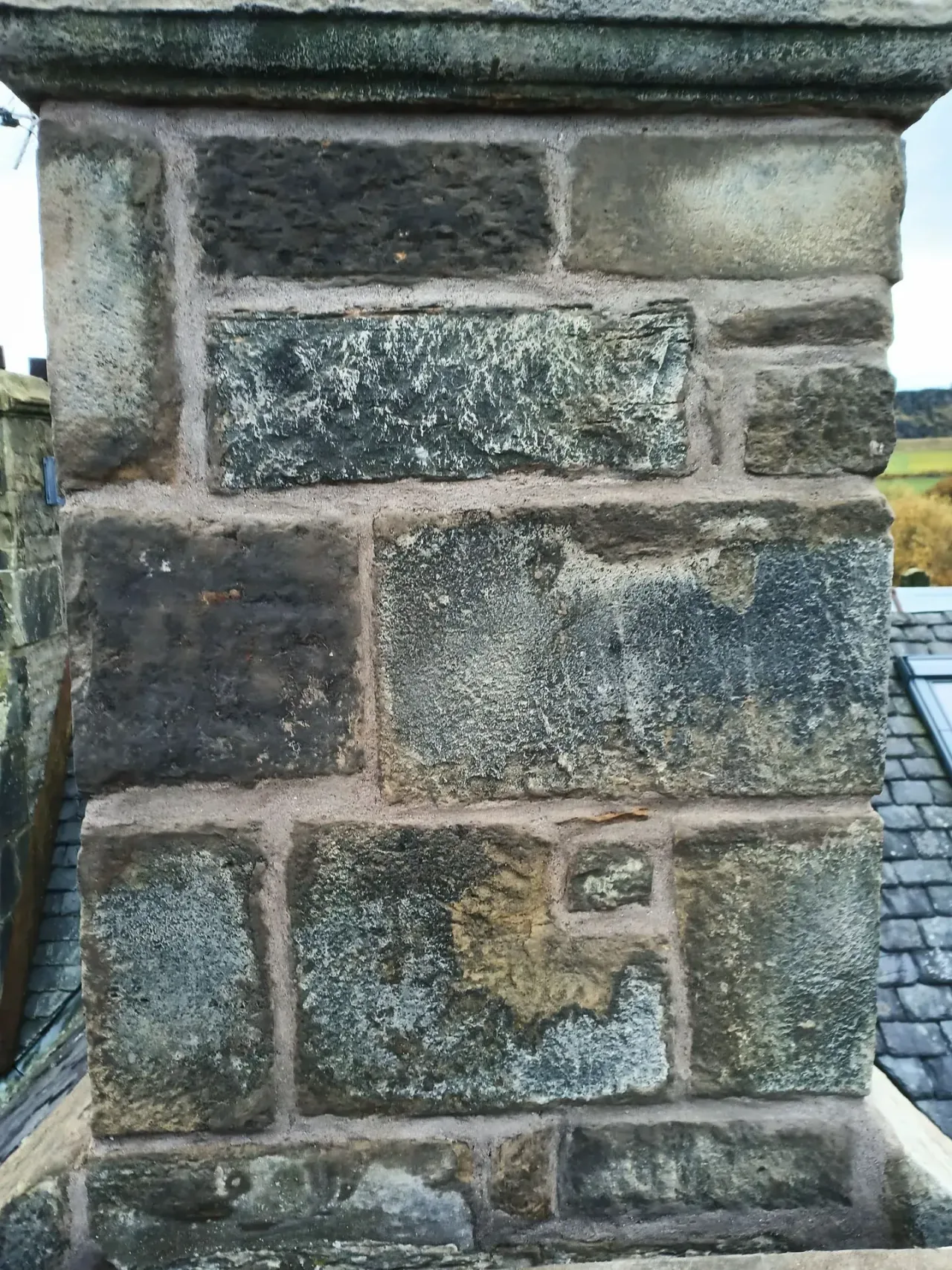 Rebuilt and repointed chimney stack